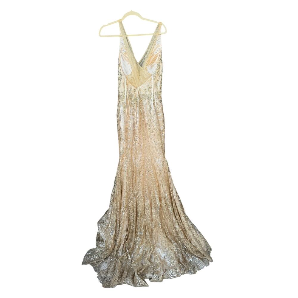 Mac Duggal Gold Sequined Mermaid Gown 10 See Description - Picture 11 of 15